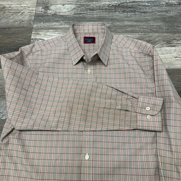 Untuckit Kuleto Cream Red‎ Gray Mens L Slim Fit Glen Check Plaid Button Up Shirt - Picture 3 of 9